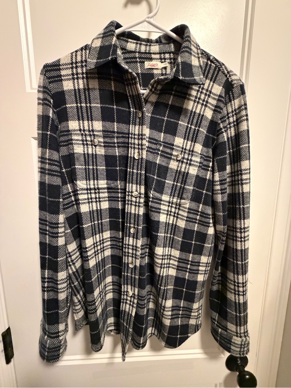 Faherty Black and Cream Plaid Button-Down Shirt
